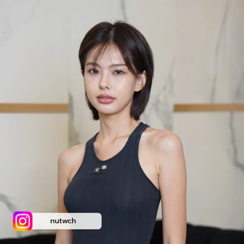 Nut pictured at Privato Clinic for her Sofwave treatment review.